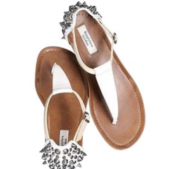 Vera Wang Shoes - Simply Vera White Studded Thong Sandal
